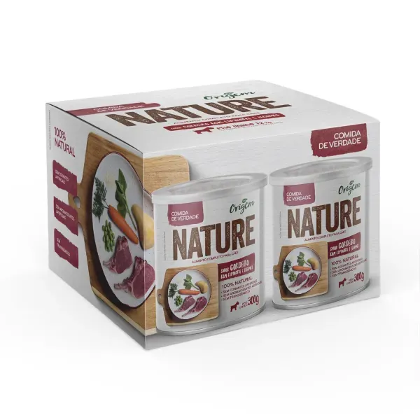 Ração Úmida para Cães Adultos Origem Nature Cordeiro com Espinafre e Legumes 1,2 kg